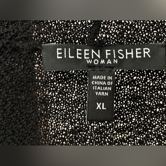 Women's XL Black Wool Crepe Eileen Fisher Open Front Cardigan - Picture 2 of 11